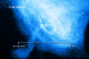 Video of the pulsar at the heart of the Crab Nebula